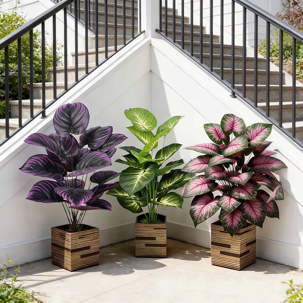 Ficus Lyrata Tree - Juego de 3 Plantas Artificiales de